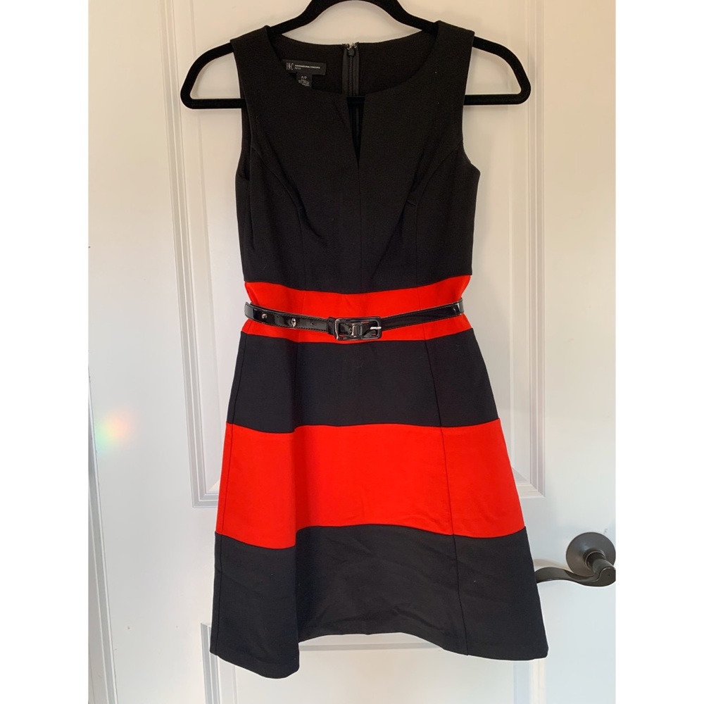 INC Black and Red A-Line Dress